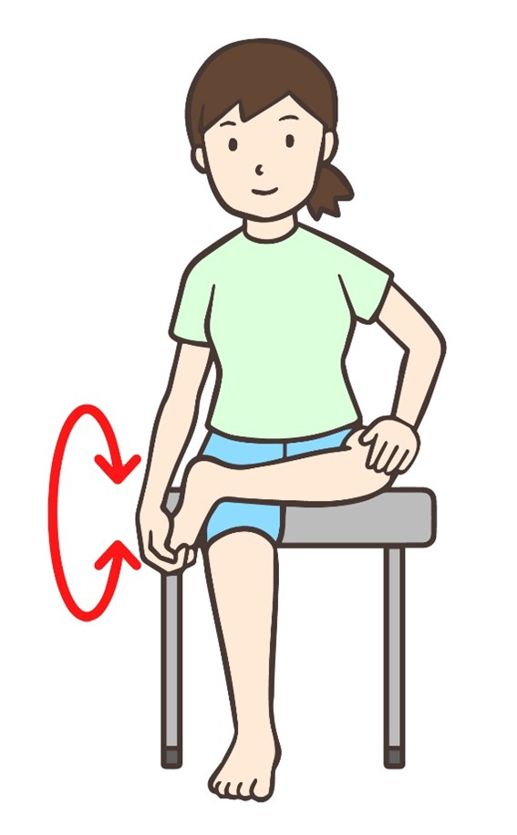 足首を回している女性のイラスト