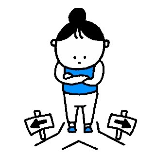 どっちを選ぶか迷っているイラスト